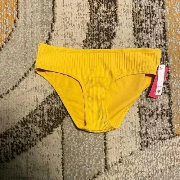 Xhilaration Yellow Ribbed Cheeky Bikini Bottom - Picture 2 of 3